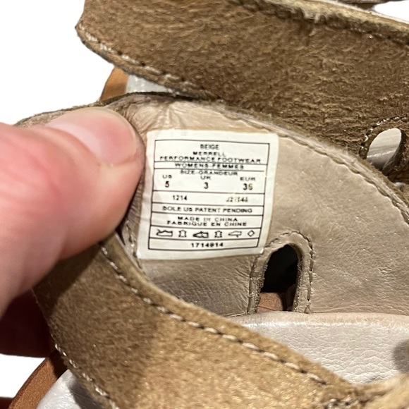 Merrell Prairie Wedge Brown Leather Sandals Select Fresh Size 5 Tan - Picture 5 of 9